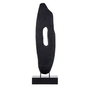 Grand Designs Charred Mango Wood Sculpture on Stand Black 26x10x80cm