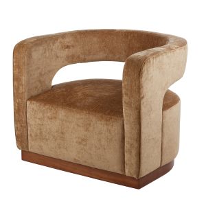 Grand Designs Gold Aged Velvet Armchair Gold & Walnut 90x83x74cm