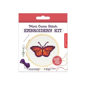 Kikkerland Mini Cross Stitch Embroidery Kit - Butterfly Multi-Coloured 8.5x9.5x10cm