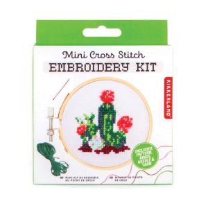 Kikkerland Mini Cross Stitch Kit - Cactus Multi-Coloured 8.5x9.5x10cm