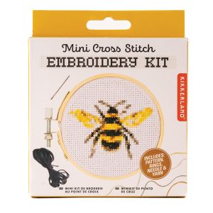 Kikkerland Mini Cross Stitch Kit - Bee Multi-Coloured 8x1x8cm