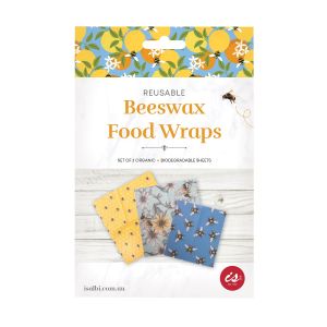 For The Earth Reusable Beeswax Food Wraps (Set of 3) Bees Assorted 17.7x26.7x0.2cm