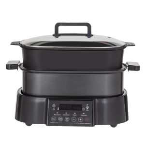 MasterPro The Ultimate Steamer & Multi Cooker 36x26x22cm/4.9L Non-Stick Pan & Steaming Tier black
