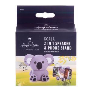 The Australian Collection Koala 2 in 1 Speaker & Phone Stand Grey 9.67x5.29x8.57cm