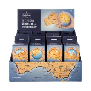 The Australian Collection Australia Map Stress Ball CDU 24pcs Multi-Coloured 7x7x12cm