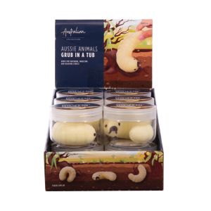The Australian Collection Aussie Animals Grub in a Tub CDU 12pcs Cream 7x6x3cm