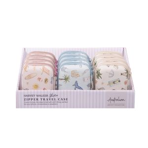 The Australian Collection Zipper Travel Case - Sylvia Harvey Walker CDU 12pcs/3 Assorted 8.5x5x12cm