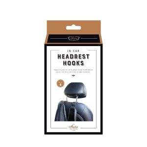 The Auto Collection In-Car Headrest Hooks (Set of 4) Black 7x8.5x4cm