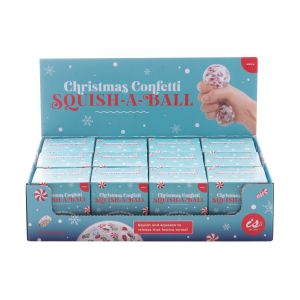 isGift Christmas Confetti Squish A Ball (12 Disp) Multi-Coloured 6cm Dia