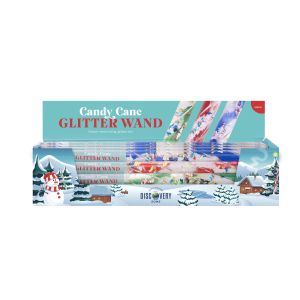 Discovery Zone Candy Cane Glitter Wand CDU 24pcs/3 Assorted 1.7x1.7x32.5cm