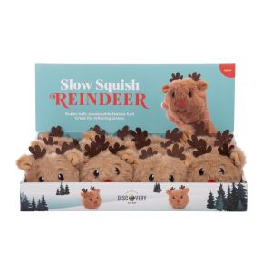 Discovery Zone Slow Squish Ball - Reindeer CDU 12pcs Brown 9x10x10cm