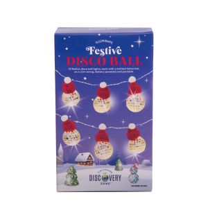 Discovery Zone Illuminate String Lights Santa Hat Disco Ball Silver & Red 210x4x6.5cm