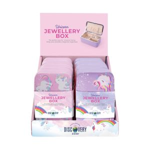 Discovery Zone Jewellery Box - Unicorns CDU 8pcs/2 Assorted 11.7x4.8x7.5cm