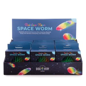 Discovery Zone Rainbow Neon Space Worm CDU 12pcs Multi-Coloured 9x8.8x4.5cm