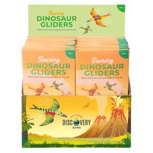 Discovery Zone Soaring Dinosaur Gliders CDU 48pcs/2 Assorted 19.5x0.5x10.5cm