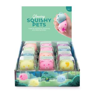 Discovery Zone Glow In The Dark Squishy Pets CDU 24pcs Assorted 5x6.5x4cm