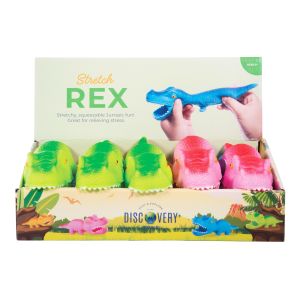 Discovery Zone Stretch T-Rex Neon CDU 12pcs/4 Assorted 19x5.5x5.5cm