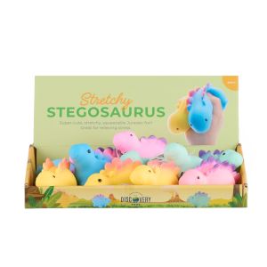 Discovery Zone Stretchy Stegosaurus CDU 12pcs/4 Assorted 12x5.2x6cm