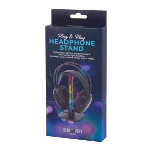 Discovery Zone LED Headphone Stand Black 11x10x19.5cm