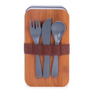 For The Earth Wheat Straw Bento Box With Cutlery (2 Assorted) 18x10.5x9.2cm