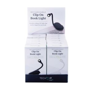 isGift Rechargeable Clip On Book Light CDU 12pcs/2 Assorted 4.6x17.3x8cm