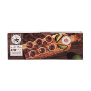 Maverick Tequila Board and Shot Glass Set Natural Board: 38x12x1.5cm/Glass: 4.4x4.4x6.9cm/30ml