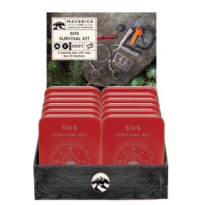 Maverick SOS Survival Kit in a Tin (12 Disp) Multi-Coloured 12.5x9.2x3.5cm