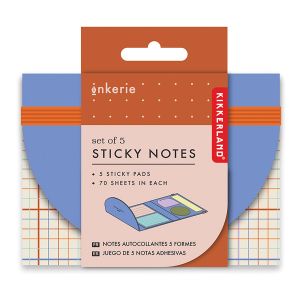 Kikkerland Inkerie Sticky Notes 5pcs Set Multi-Coloured 12x2x12cm