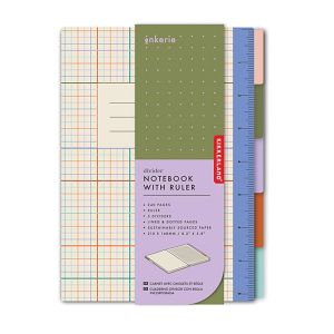 Kikkerland Inkerie Divider Notebook with Ruler Multi-Coloured 16x2x21cm