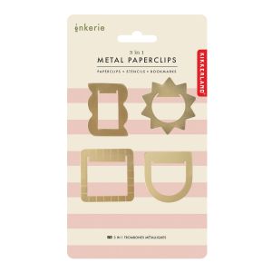 Kikkerland Inkerie 3 in 1 Metal Paper Clips 4pcs Set Multi-Coloured 11x0.1x19cm