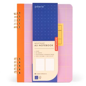 Kikkerland Inkerie Spiral Bound A5 Notebook 3 Assorted 16x1.5x21cm