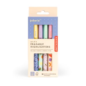 Kikkerland Inkerie Erasable Highlighters 4pcs Set Multi-Coloured 1.5x1.5x14cm