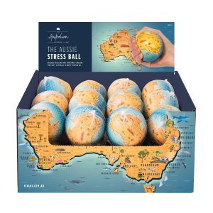 The Australian Collection Stress Ball Map (24 Disp) Multi-Coloured 7.1cm Dia