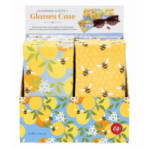 isGift Snap Shut Glasses Case & Cleaning Cloth - Bees (4 Assorted) 18x9x0.5cm