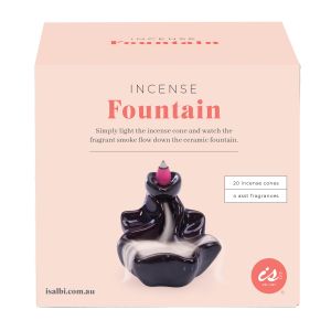 isGift Ceramic Incense Fountain Set Brown 11x10x10cm