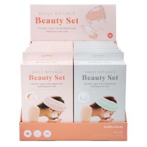 isGift Beauty Rituals Spa Set (2 Asst/12 Disp) Peach/Mint headband:22x8cm wrist band:10x5.5cm