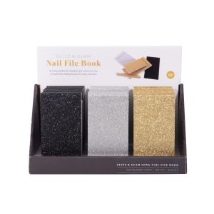isGift Nail File Book - Glitz & Glam CDU 12pcs/3 Assorted 12.8x6.7X0.5cm