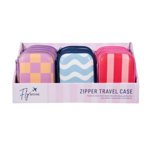 isGift Zipper Travel Case - Fly With Me CDU 12pcs/3 Assorted 8.5x5x12cm