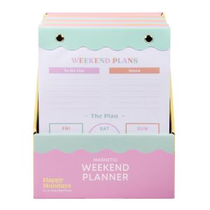 isGift Happy Mondays Weekend Magnetic Planner CDU 12pcs/3 Assorted 16.2x21.2x0.85cm