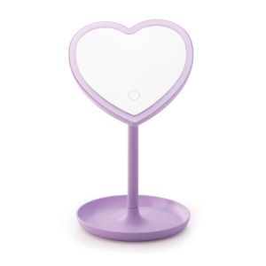 isGift Light Up LED Heart Mirror Purple 15.3x14x26cm