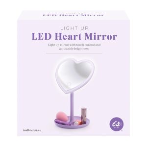 isGift Light Up LED Heart Mirror Purple 15.3x14x26cm