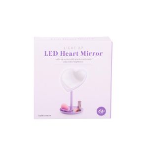 isGift Light Up LED Heart Mirror Purple 15.3x14x26cm