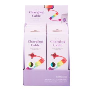 isGift Spring 3 in 1 Charging Cable CDU 12pcs Multi-Coloured 120cm