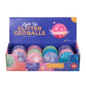 Discovery Zone Light Up Glitter Geo Ball CDU 12pcs/4 Assorted 6.5cm