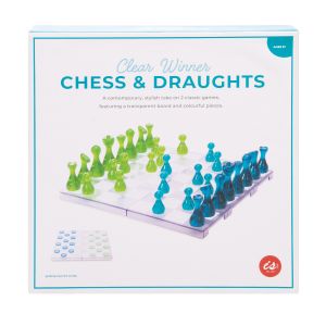 isGift Clear Winner - Duo Chess & Checkers Multi-Coloured Board: 26x26x5cm