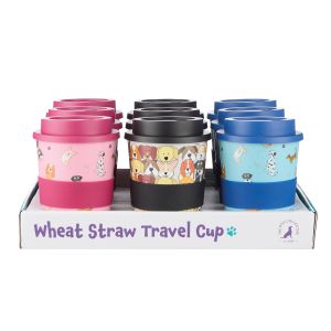 isGift The Dog Collective - Wheat Straw Travel Cup CDU 9pcs/3 Assorted 9x9x11.8cm