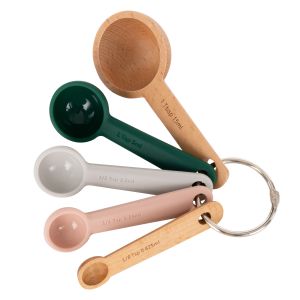 Zeal Silicone & Wood Measuring Spoons 5pcs Set Forest Blush