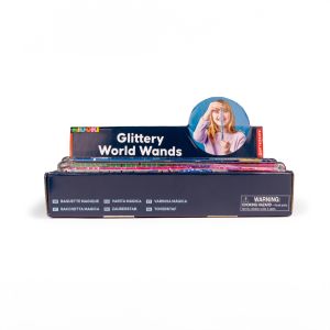 Kikkerland Kidoki Glittery World Wands CDU 18pcs/2 Assorted 1.5x1.5x25cm