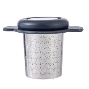 Leaf & Bean Tea Infuser Basket Silicone Lid Silver & Grey 10.7x7.8x7.85cm