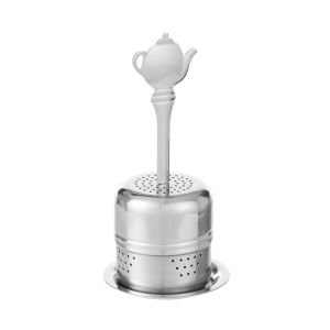 Leaf & Bean Tea Infuser Ball With Handle Silver 5.1x5.1x10.4cm